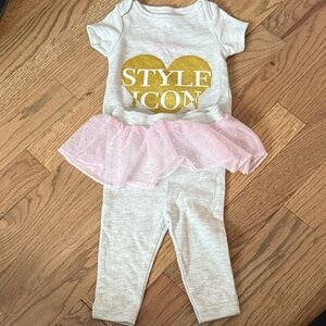 Gold and Pink Baby Outfit with Tutu